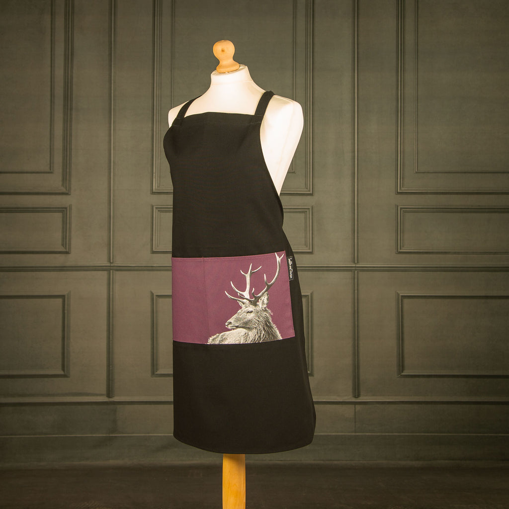 Highland Stag Apron - Mulberry