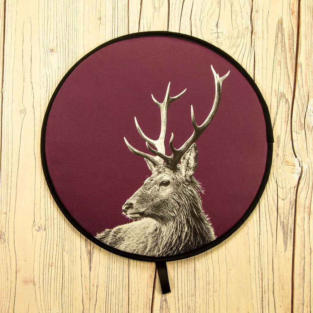 Highland Stag Chefs Pad for Aga Cooker - Mulberry