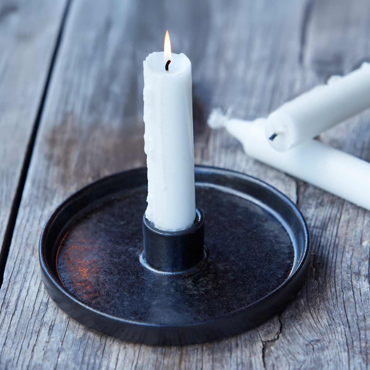 Isabell Black Ceramic Candle Holder