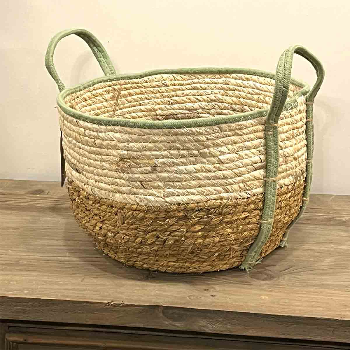 Kinsale Woven Basket – Natural & Mint