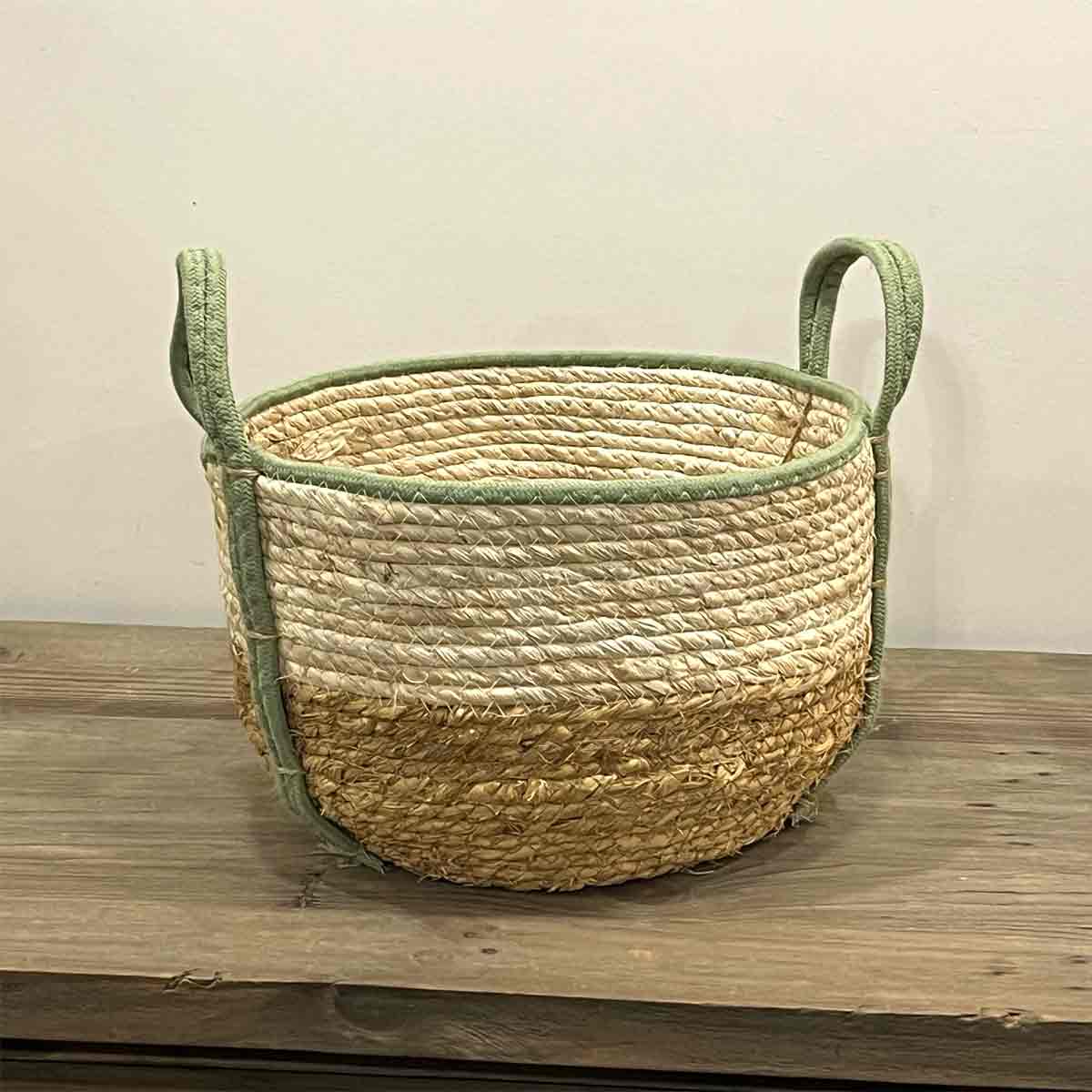 Kinsale Woven Basket – Natural & Mint