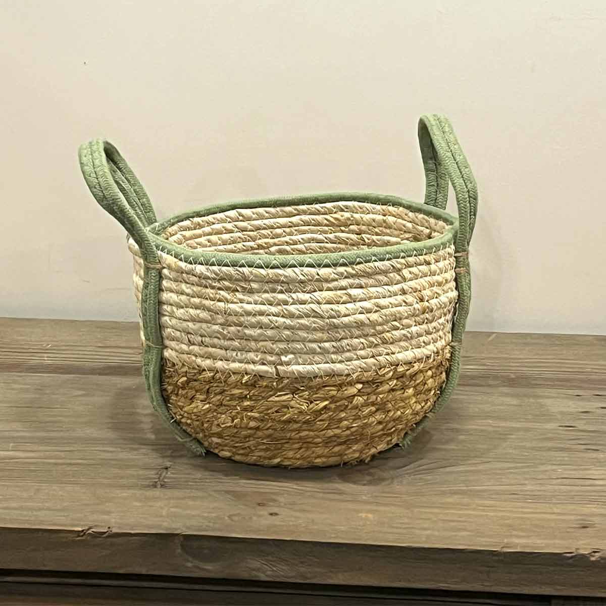 Kinsale Woven Basket – Natural & Mint