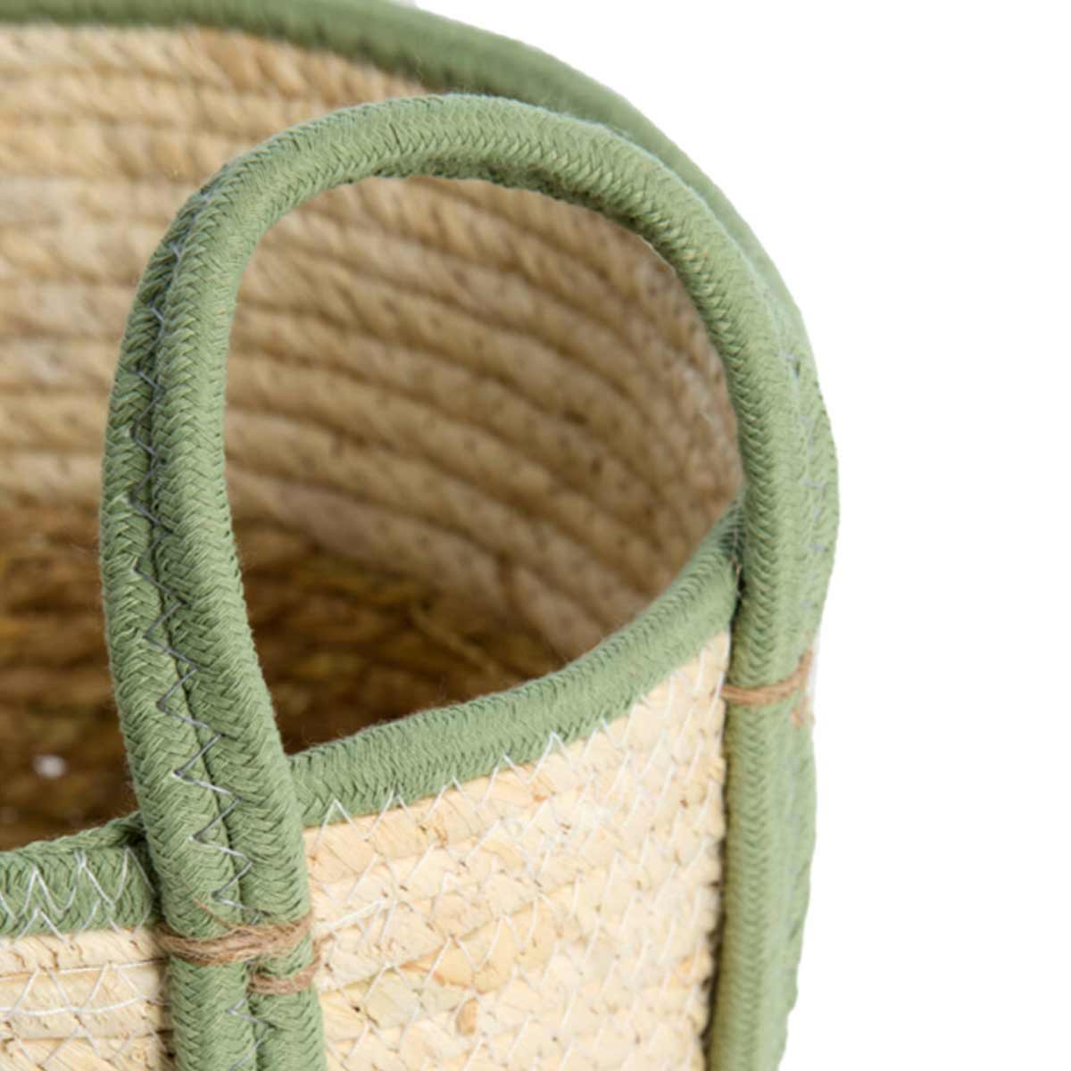 Kinsale Woven Basket – Natural & Mint