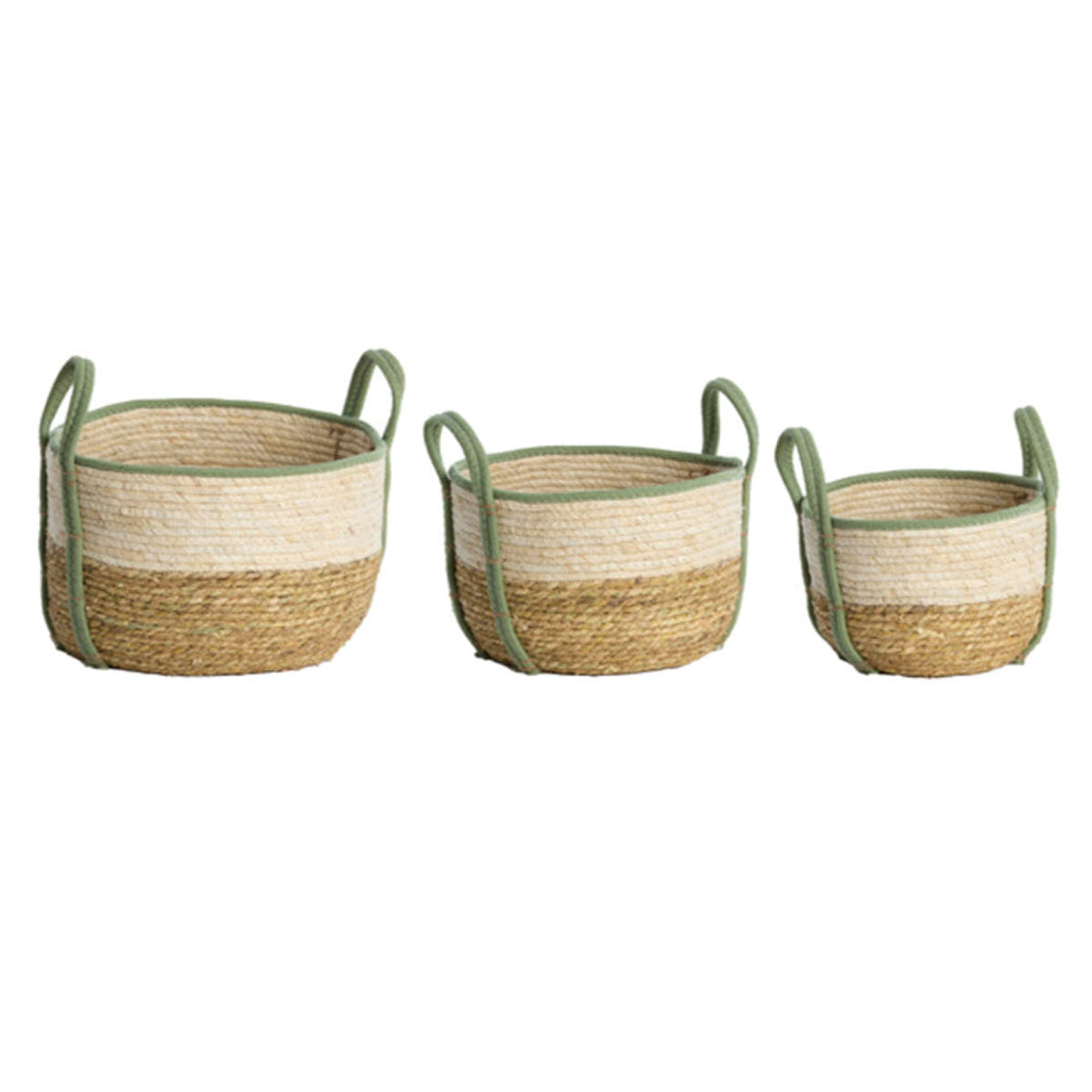 Kinsale Woven Basket – Natural & Mint