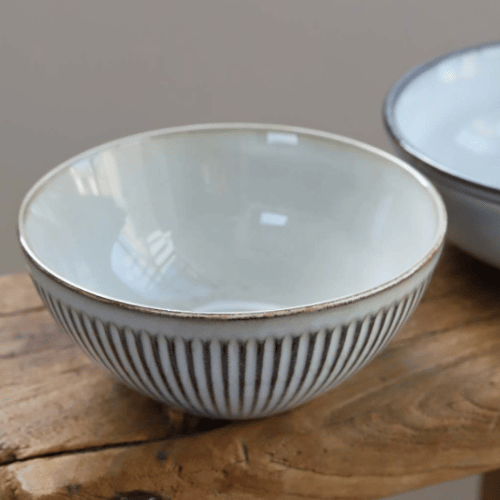 Large Stripy Bowl in Olive