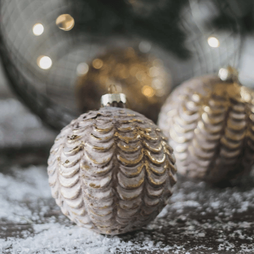 Vintage Style Gold and Pink Christmas Bauble