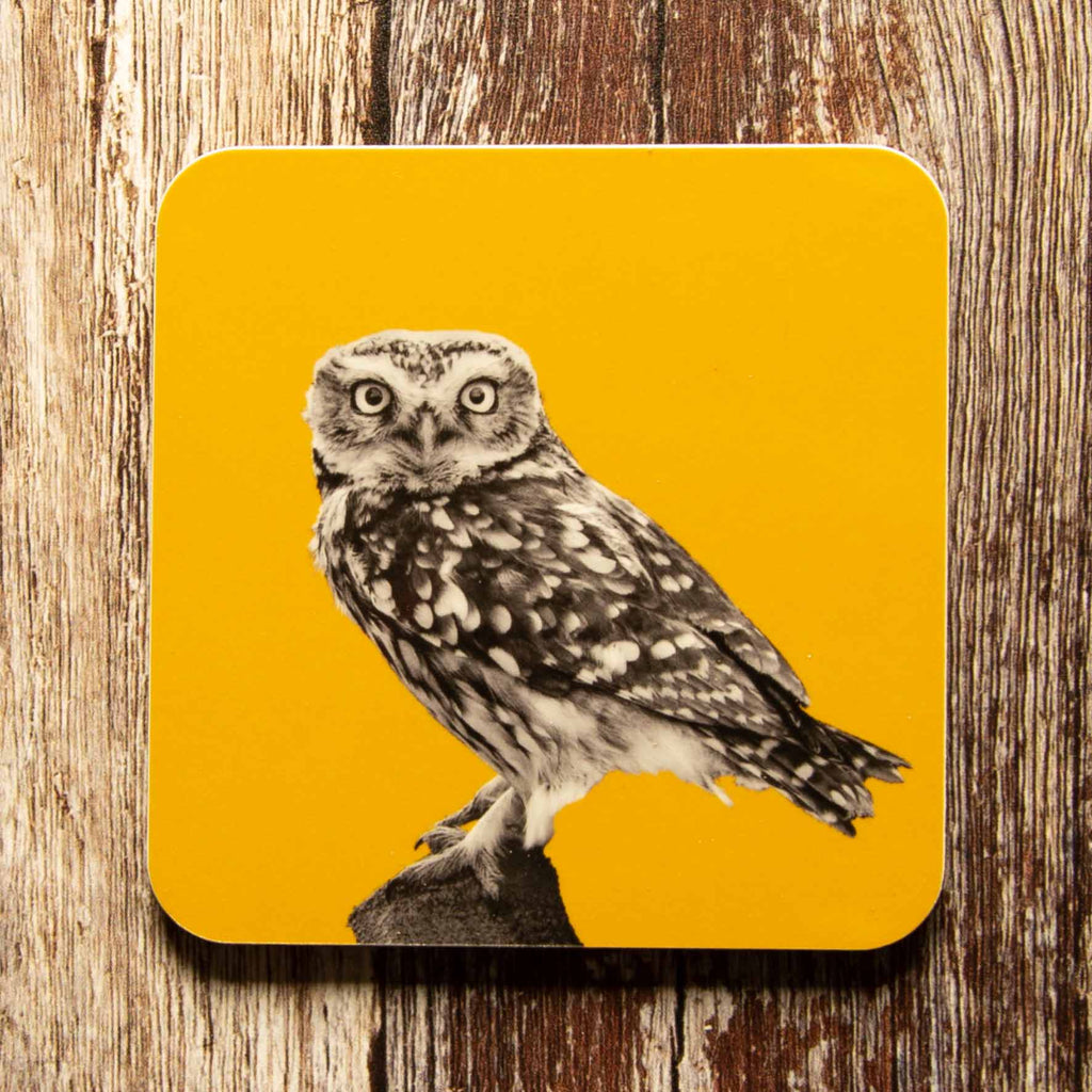 Little Owl Standing Coaster - Mustard