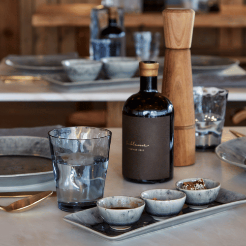 Madeira Grey Bowls on Tray