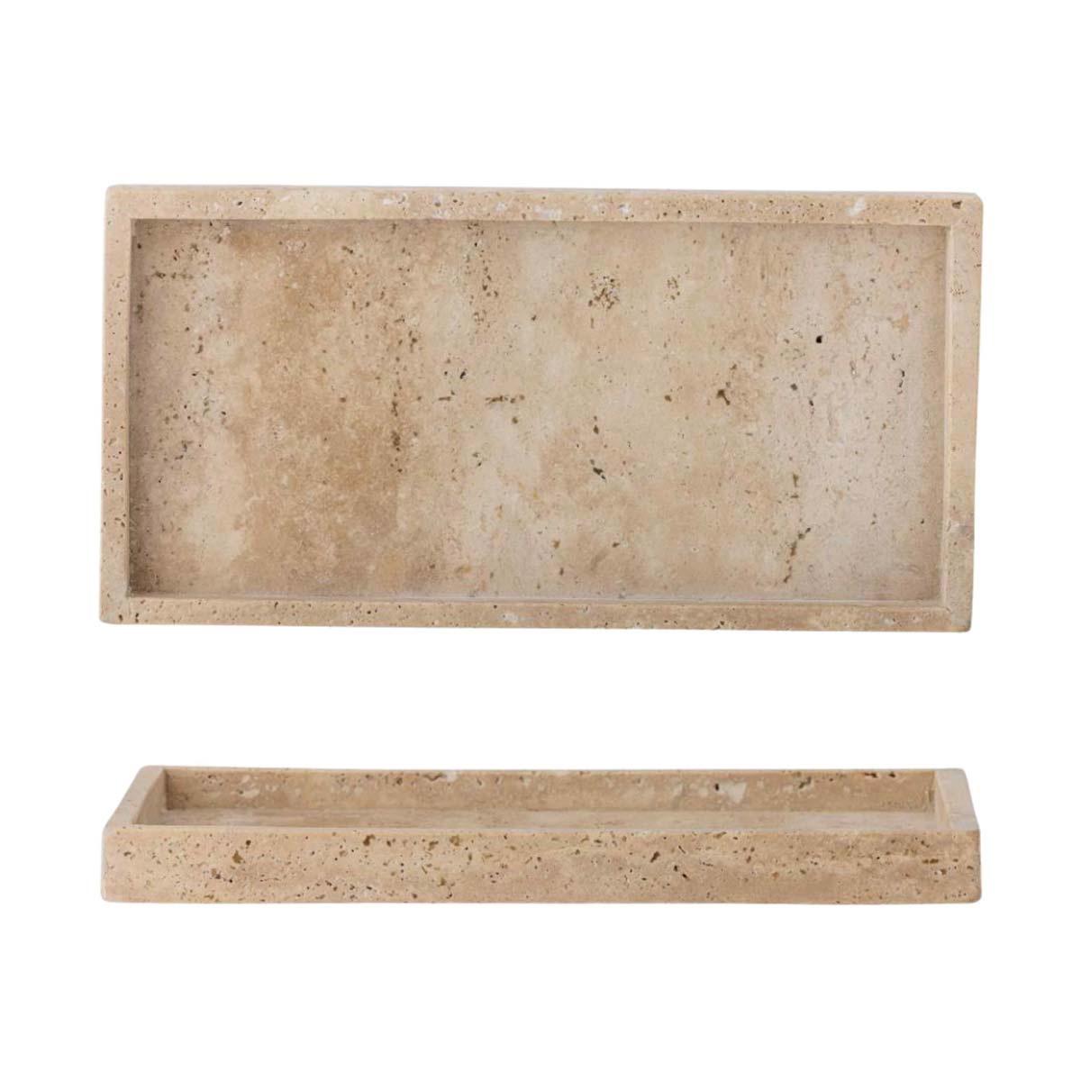 Majsa  Rectangular Tray in Travertine, Natural