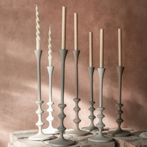 Malia Candlestick in Beige Nougat and Green