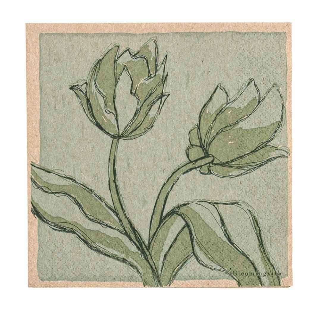 Mana Floral Napkin, Green