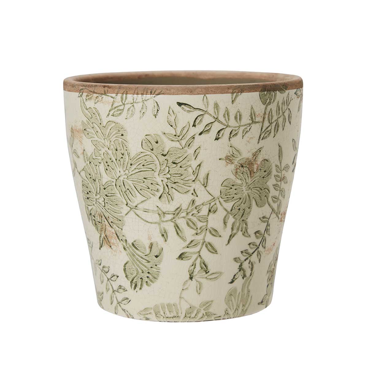 Manon Rustic Botanical Ceramic Pot in Green Large