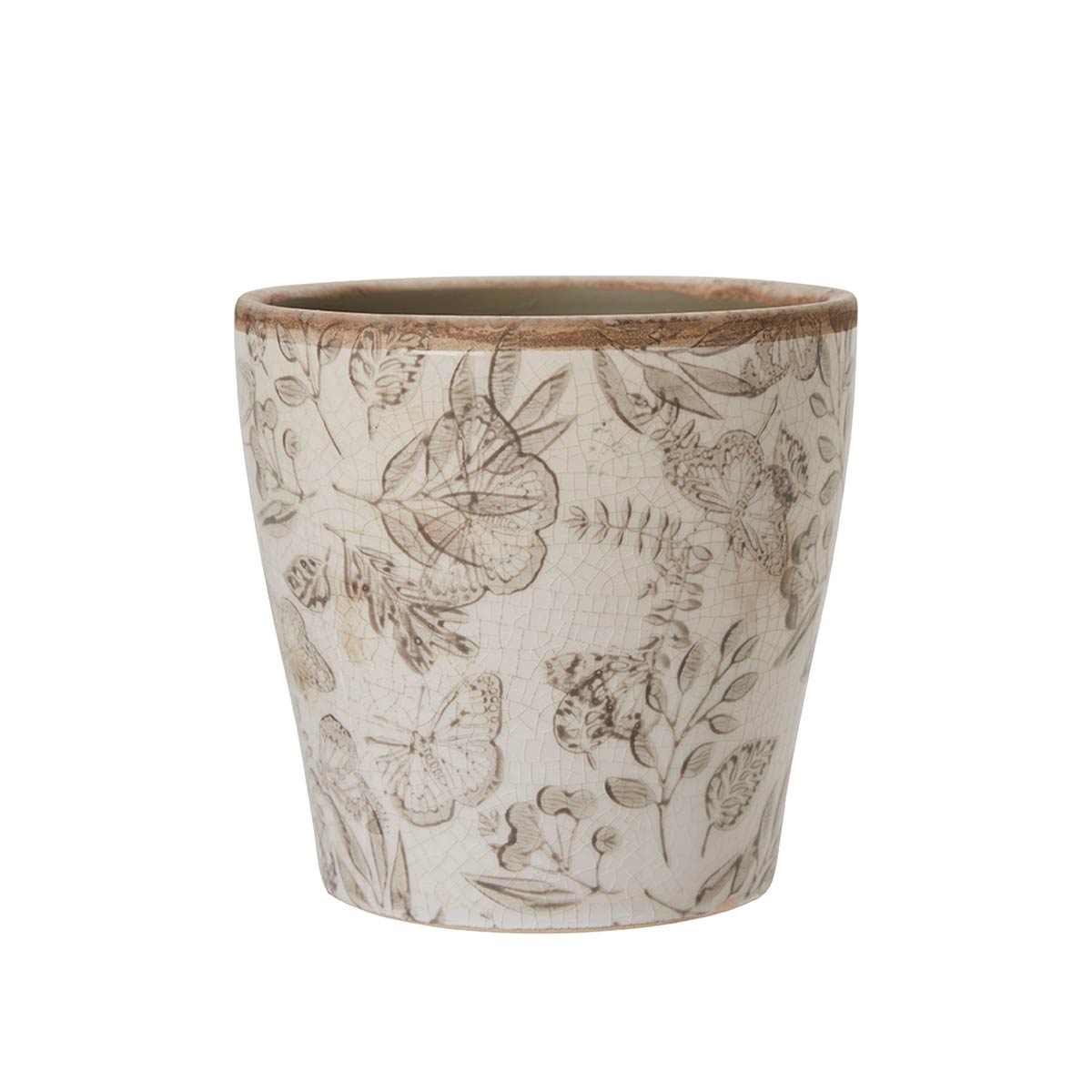 Melinda Taupe Tapered Floral Ceramic Pot  Large