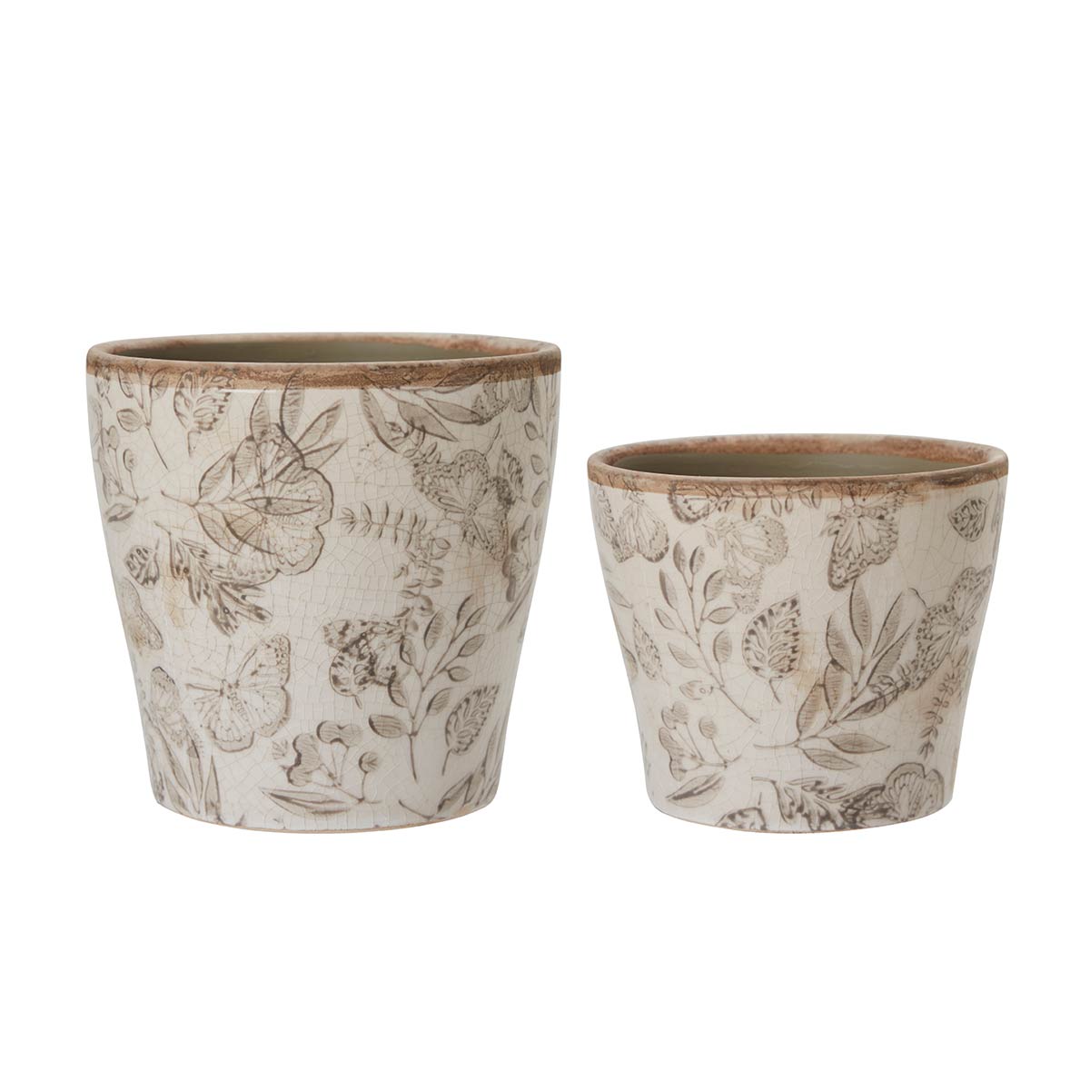 Melinda Taupe Tapered Floral Ceramic Pot 