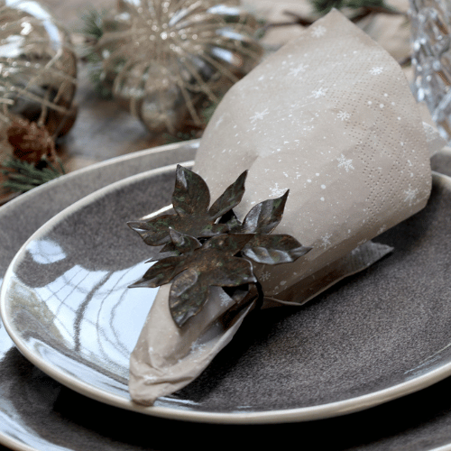 Paper Napkins with Snowflakes - Latte