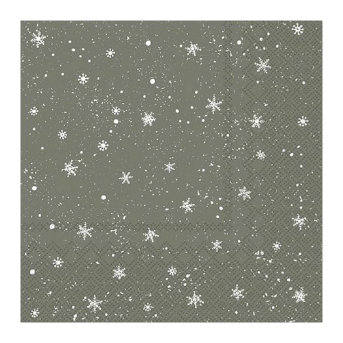 Paper Napkin with Snowflakes in Olive