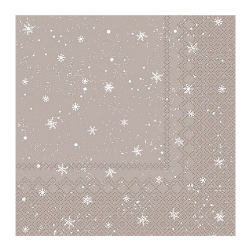 Paper Napkins with Snowflakes - Latte