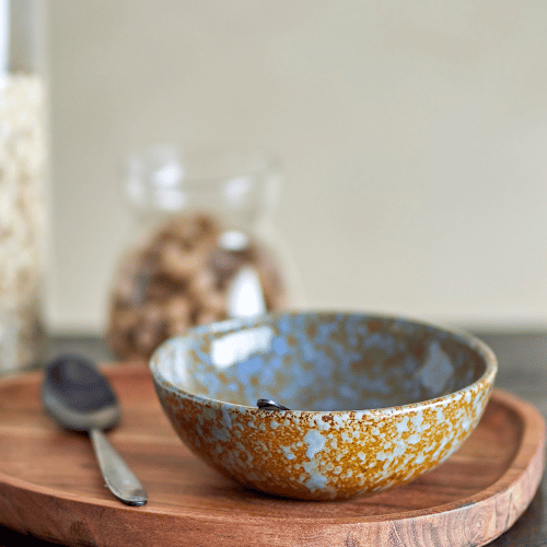 Paula Stoneware Bowl - Brown and Blue Speckled