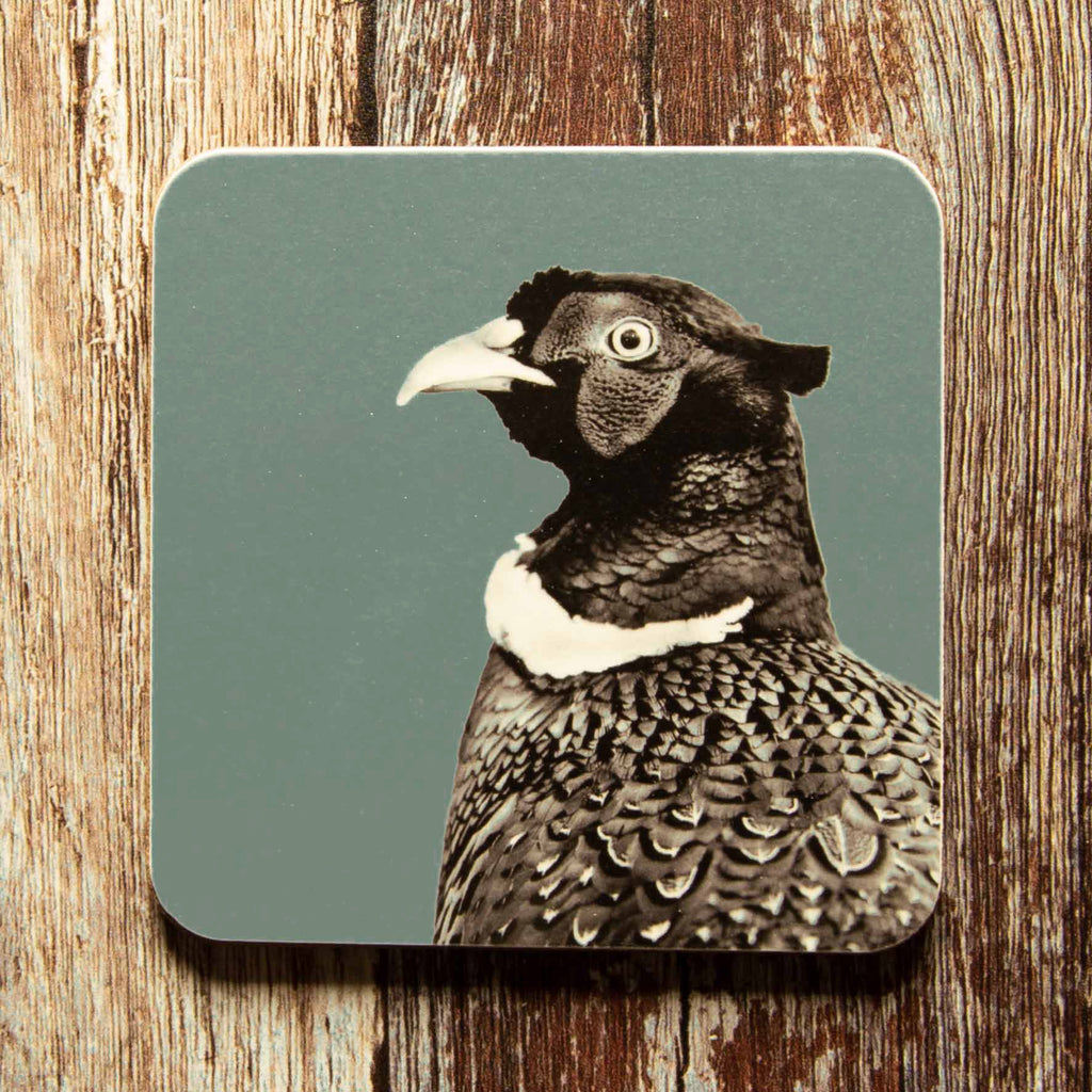 Pheasant Coaster-  Blue Grey