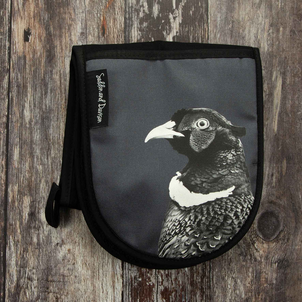 Pheasant Oven Gloves - Black and White -  Charcoal 