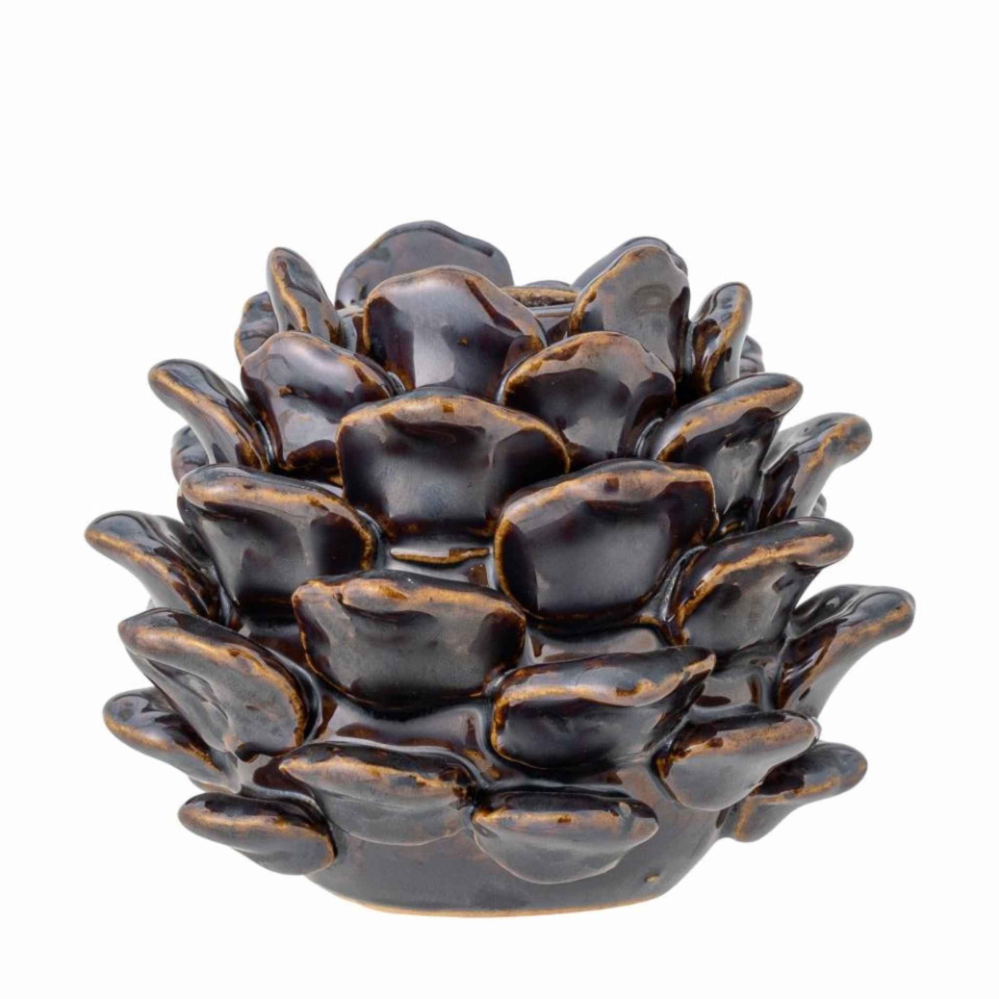 Pine Cone Holder - Brown Stoneware - Small