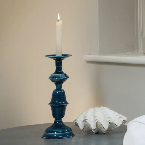 Pizan Candlestick in Prussian Blue