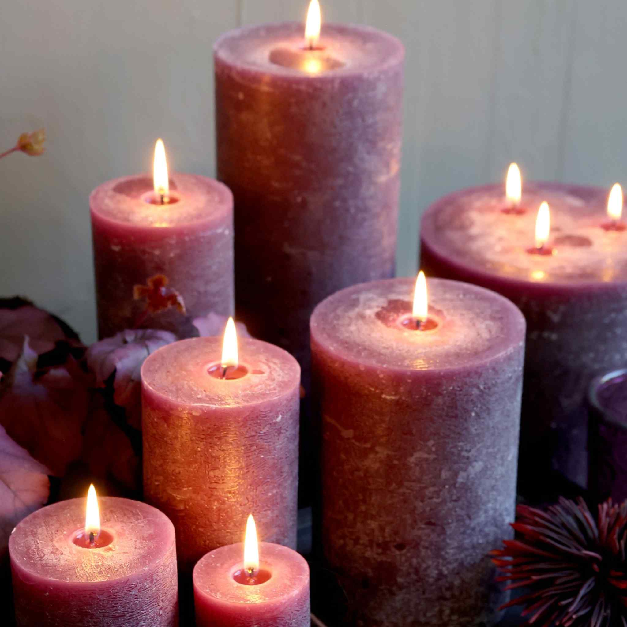 Plum Rustic Pillar Candles