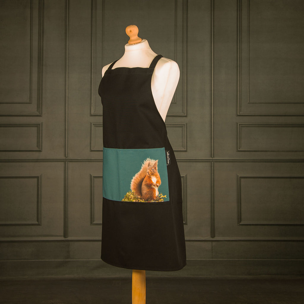 Red Squirrel Apron - Teal Green