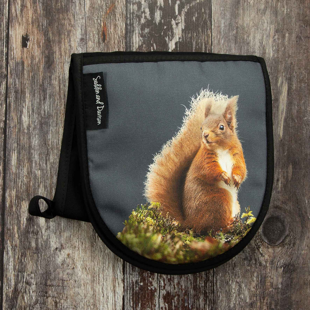 Red Squirrel Oven Gloves - Charcoal