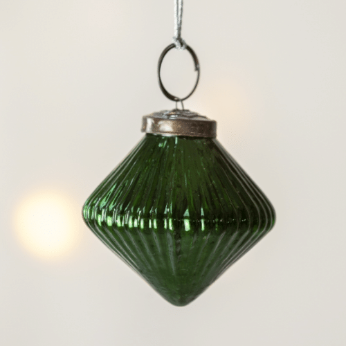 Ribbed Lantern Decoration Green