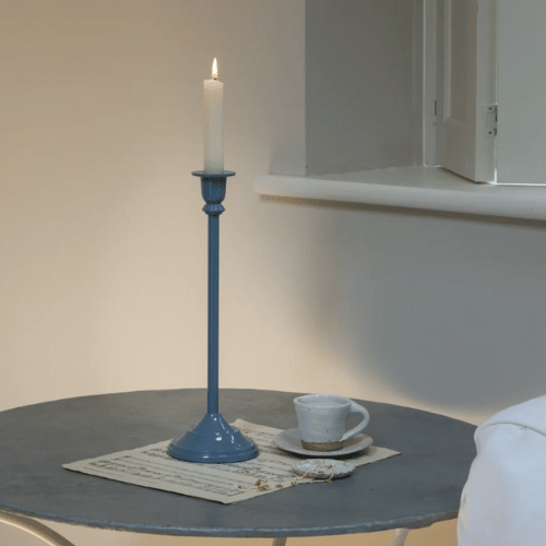 Rosa Candlestick in Smoky Blue