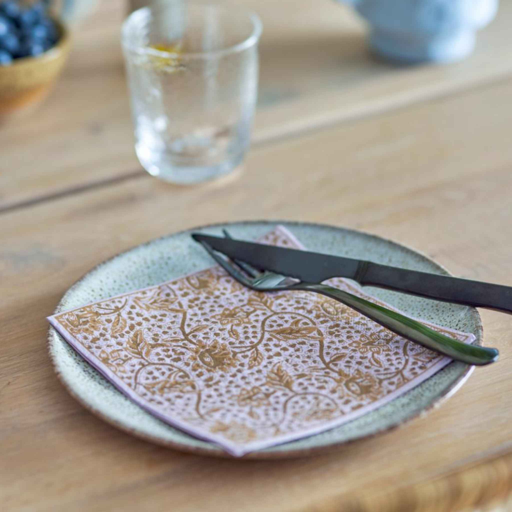 Rose Floral Napkins - Displayed on plate