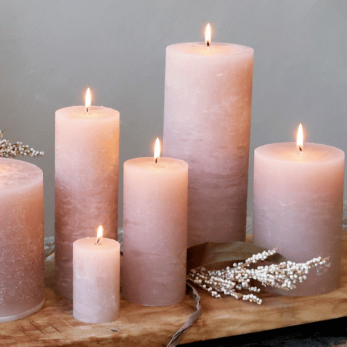 Rustic Pillar Candle - Dusty Rose