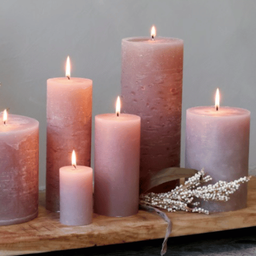 Rustic Pillar Candle - Taupe