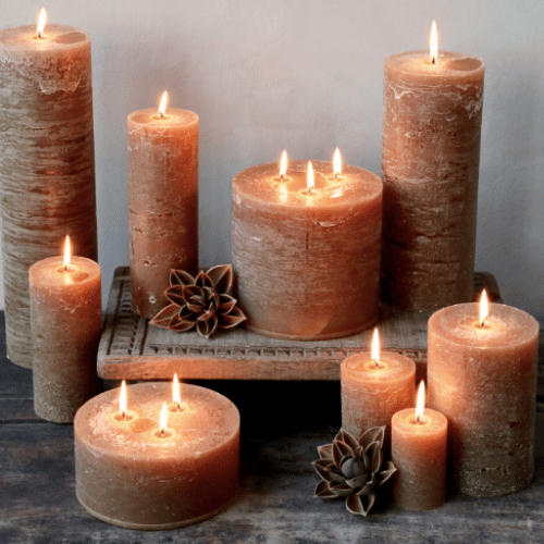 Rustic Pillar Candle - Walnut