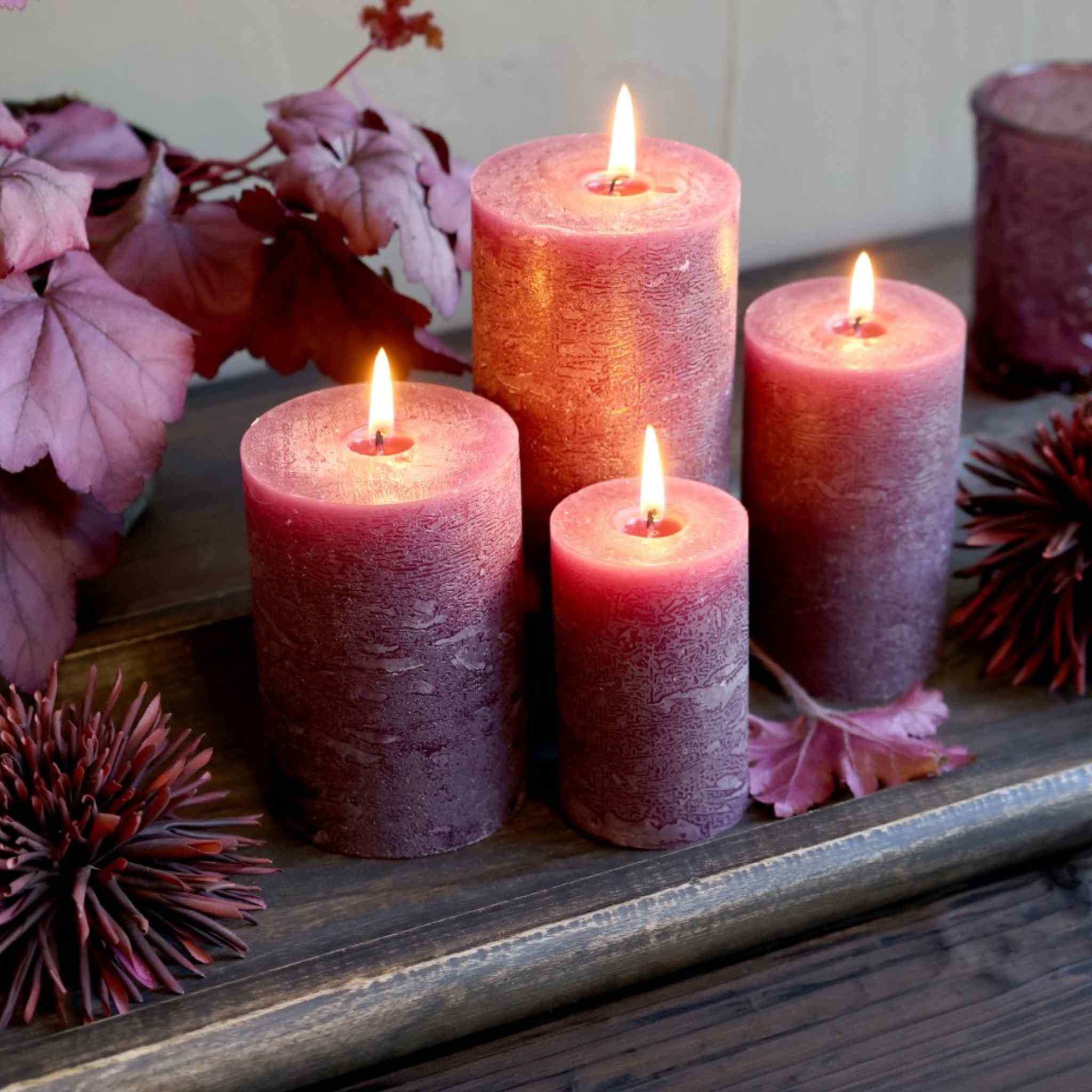 Rustic Pillar Candles - Plum