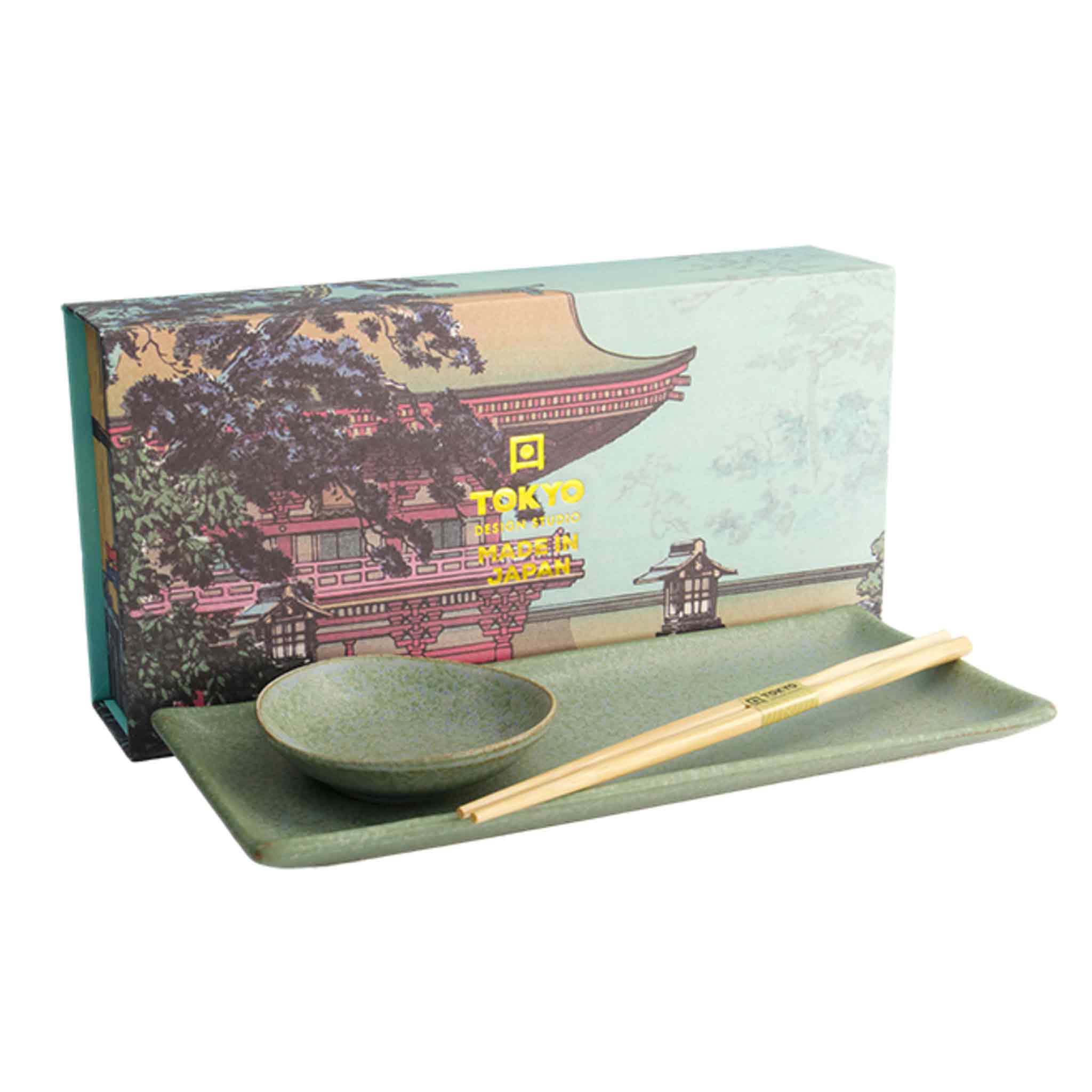 Sage Green Sushi Gift Set with Chopsticks