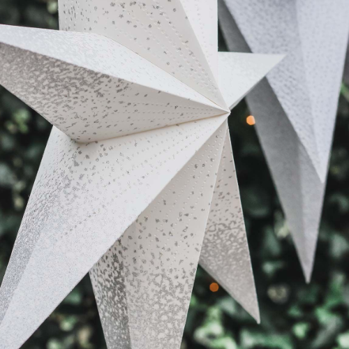 Silver and White Light Up Paper Star 60cm