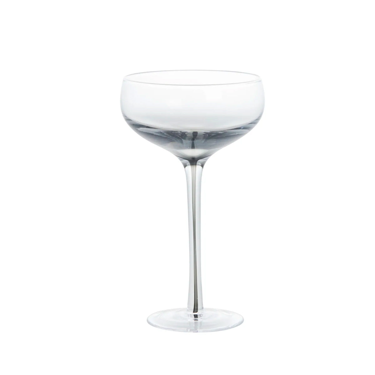 Elegant smoked cocktail glass, mouth-blown with a solid colour finish, perfect for serving cocktails, champagne, or sparkling wine.