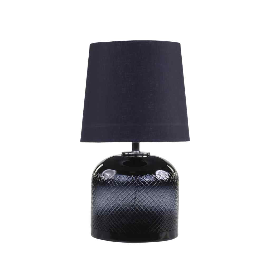 Smoked Grey Diamond Cut Glass Lamp and Shade