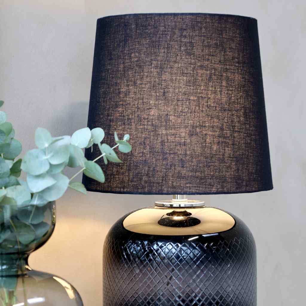 Smoked Grey Glass Lamp with Shade