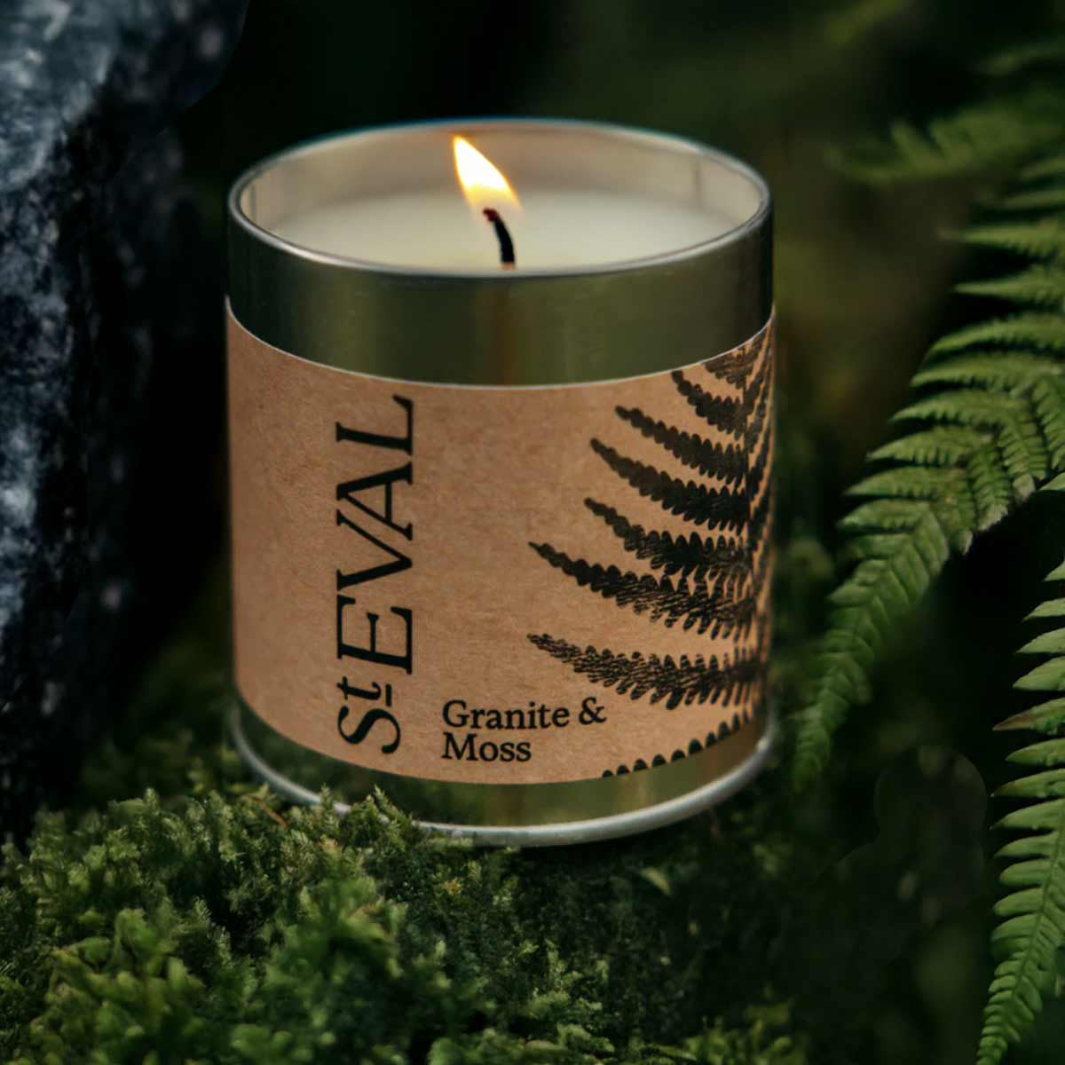 St Eval Granite and Moss Scented Tin Candle