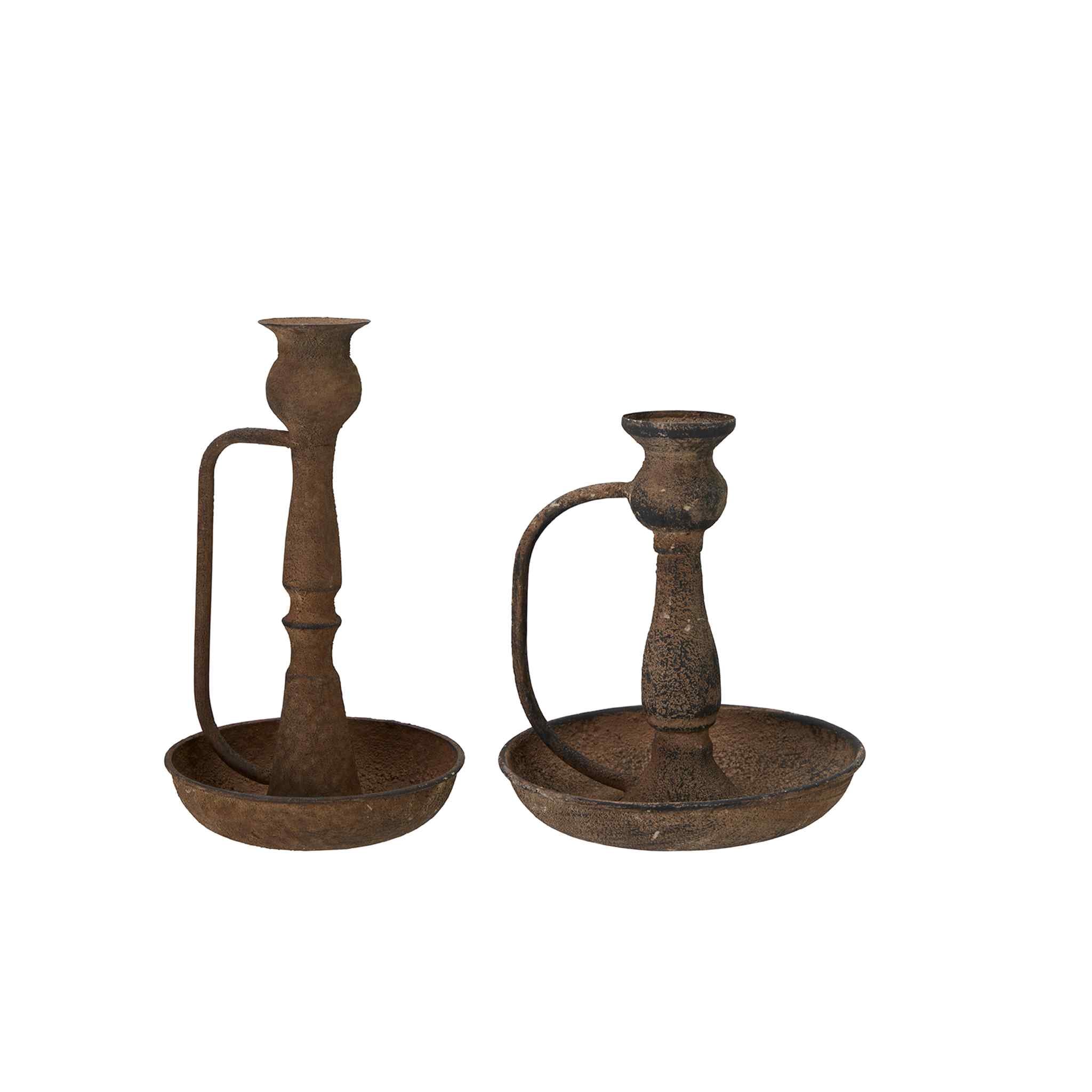 Stevie Rustic Metal Candleholders - Large and Small