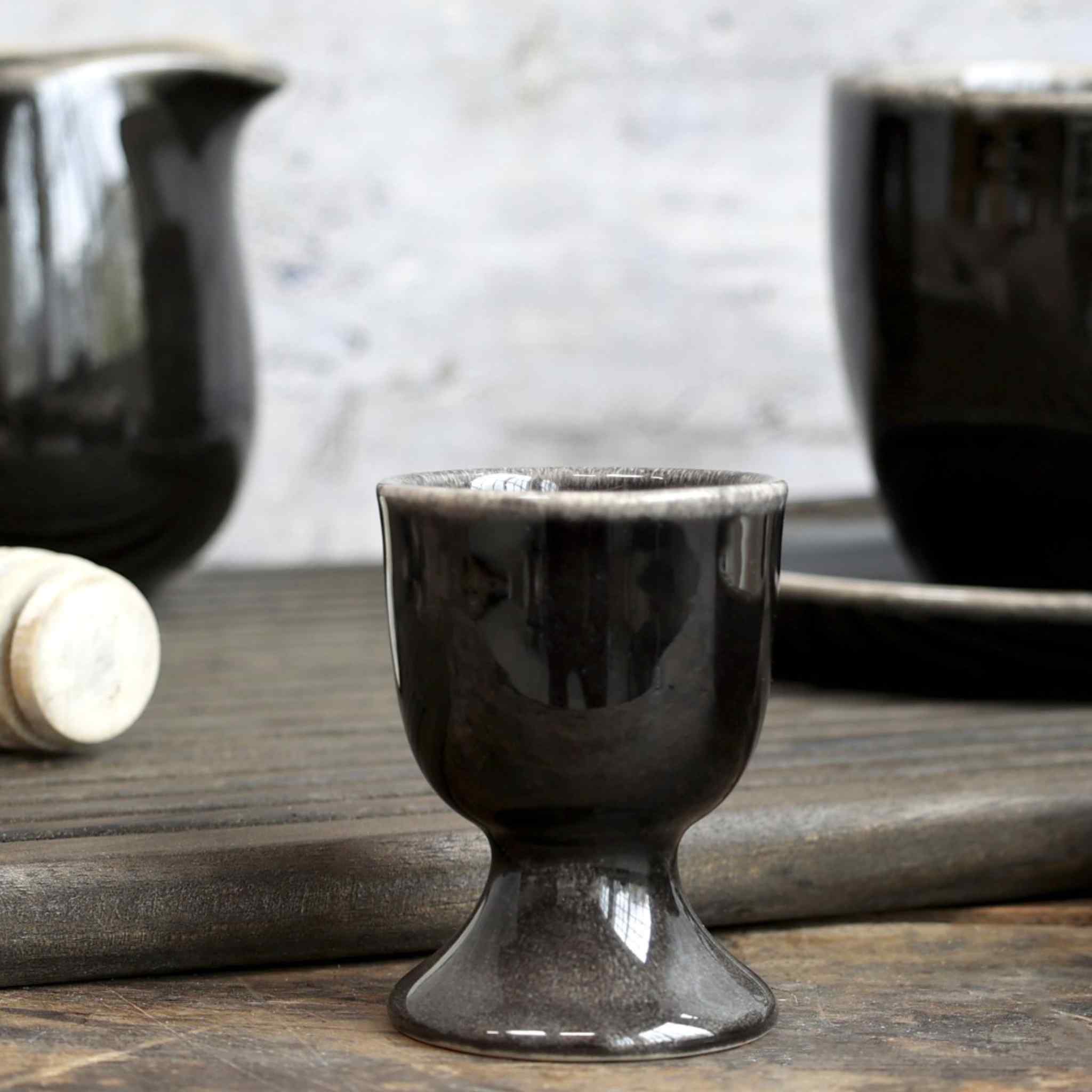 Stoneware Egg Cup in Black