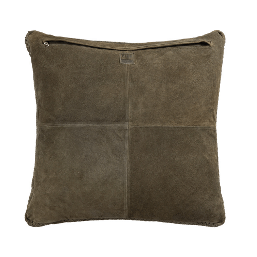 Suky Green Suede Cushion - Reverse - Square
