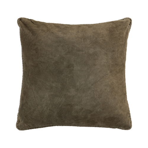 Suky Green Suede Cushion - Square