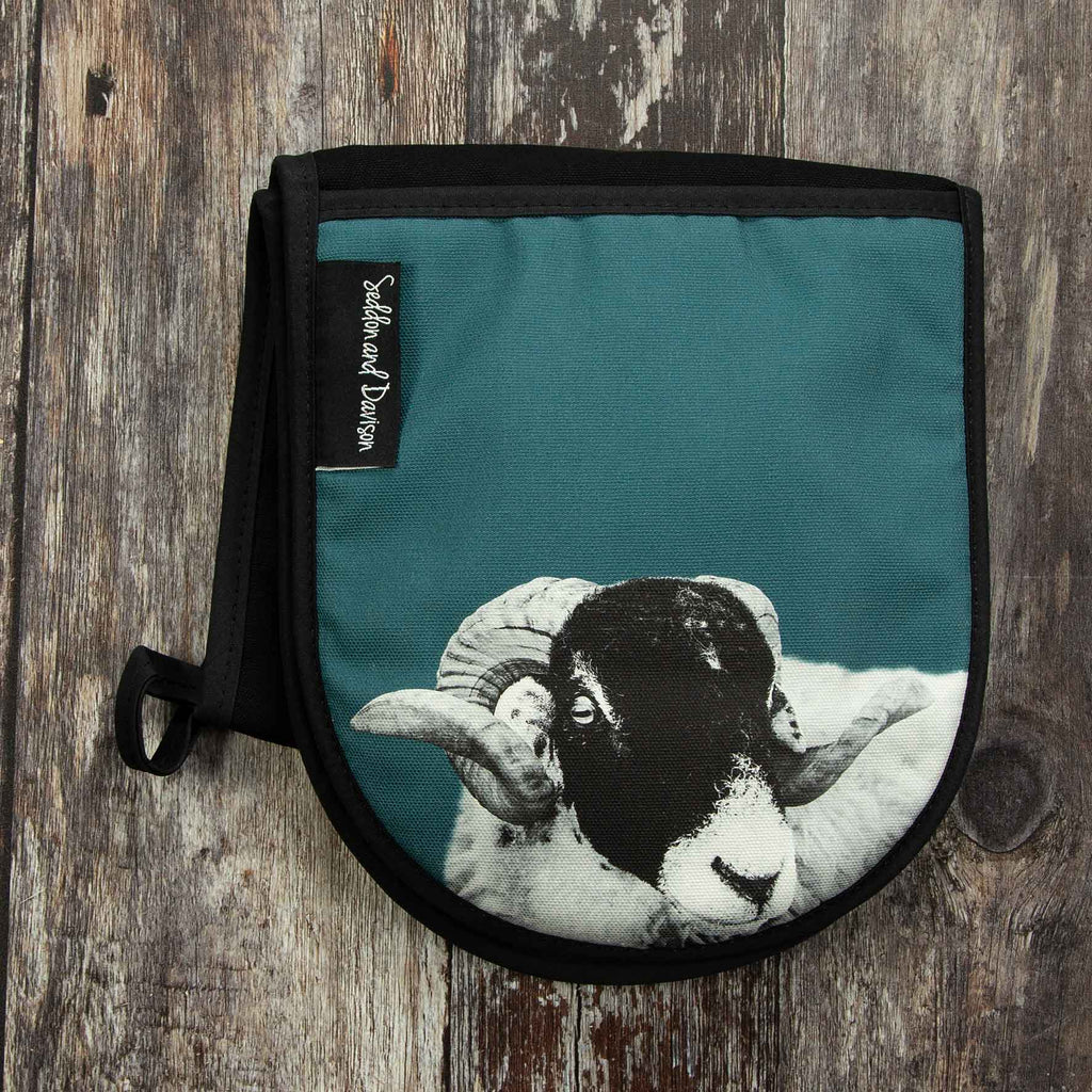 Swaledale Sheep Oven Gloves - Teal Green