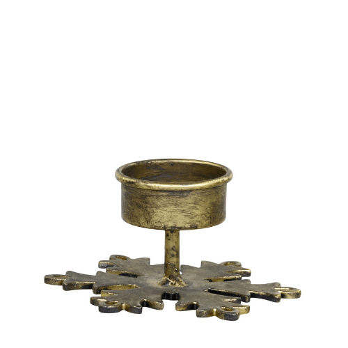 Tealight holder with snowflake - antique brass