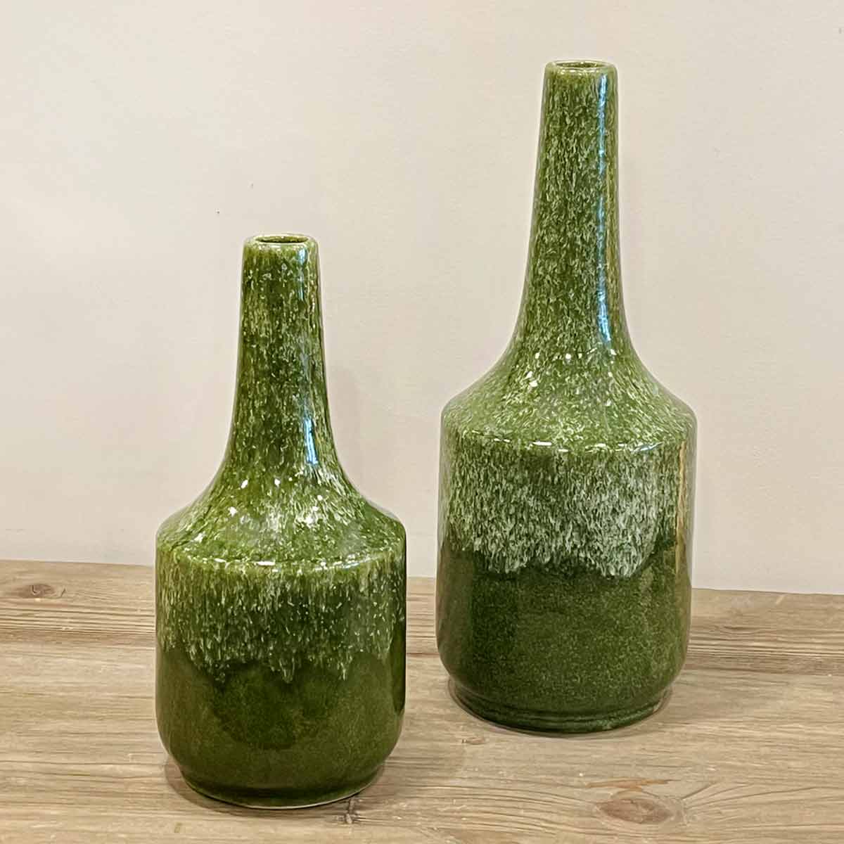 Tezu Two-Tone Glazed Ceramic Vase in Green