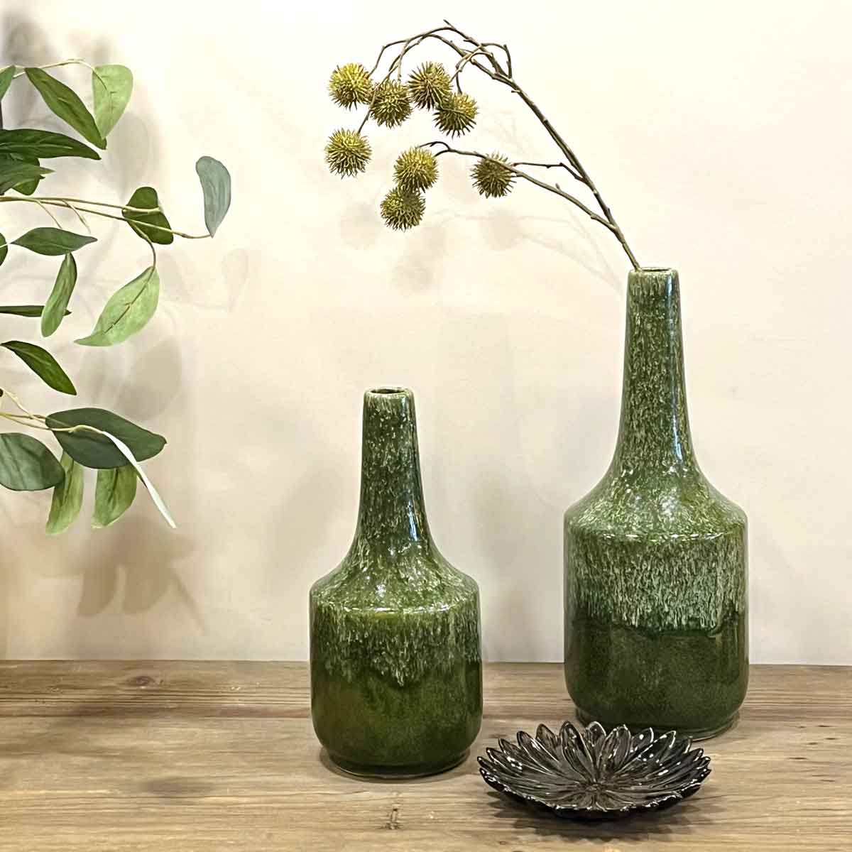 Tezu Two-Tone Glazed Ceramic Vase in Green